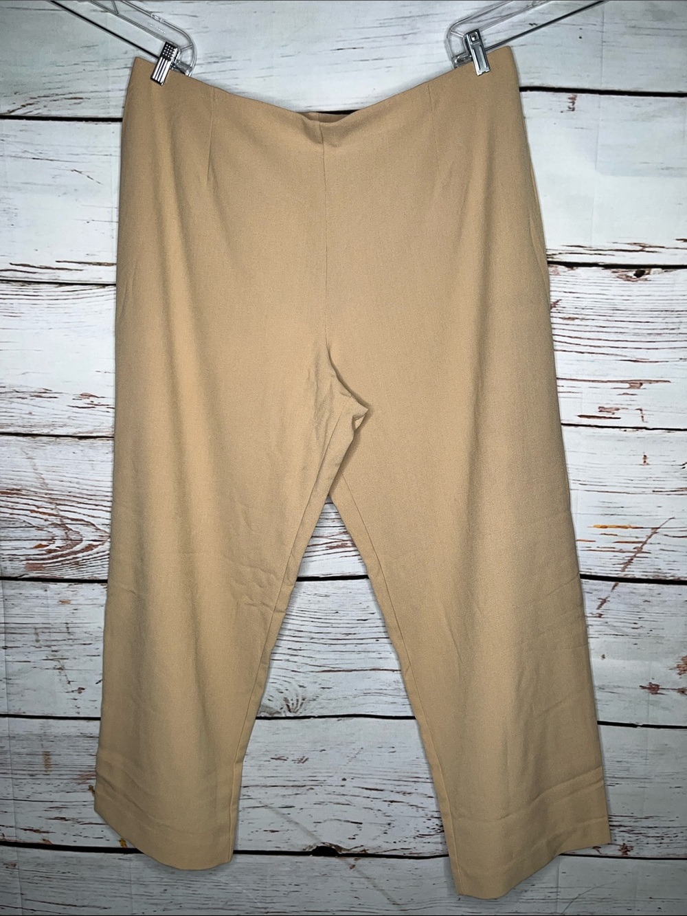 Susan Graver NWT Size 2X Tan Stretch Crepe Straight Leg Pull On Pants